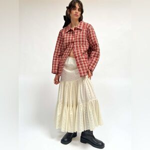 Eyelet Tiered Vintage Ruffle Maxi Skirt (2)